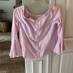 Umgee Pink Ruffled 3/4 Sleeve Blouse